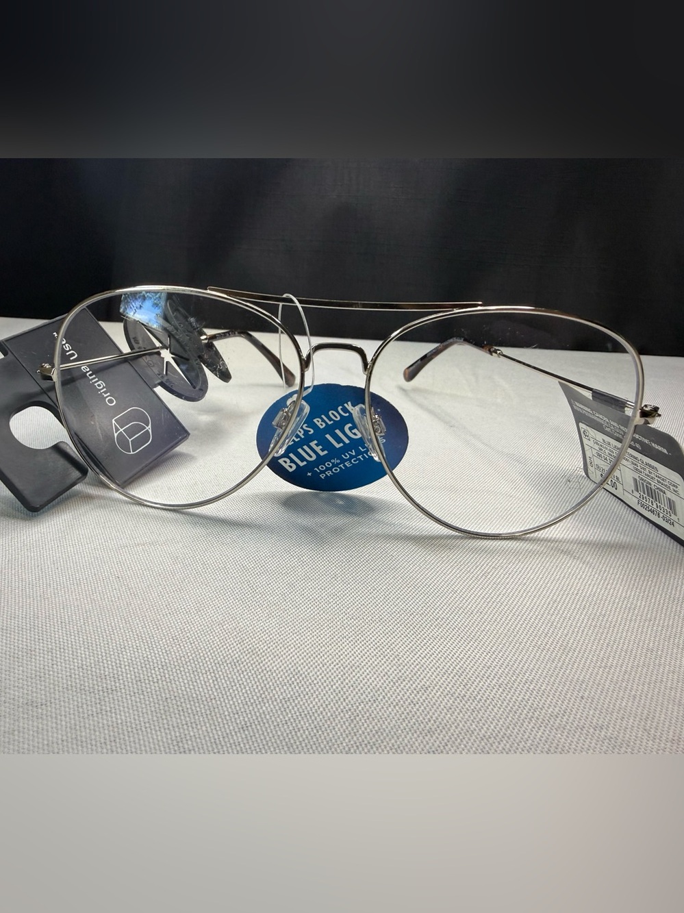 Silver Frame Aviator Blue Light Blocking Glasses for Men By Original Use - NWT